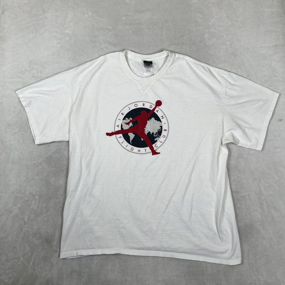 Jordan T-Shirt Mens 2XL White Air Jordan Flight Club Globe Basketball Tee Y2K